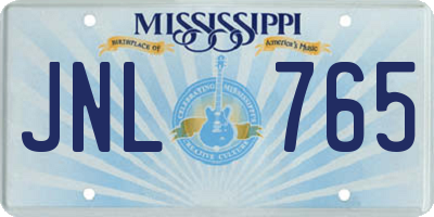 MS license plate JNL765