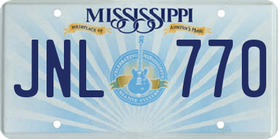 MS license plate JNL770