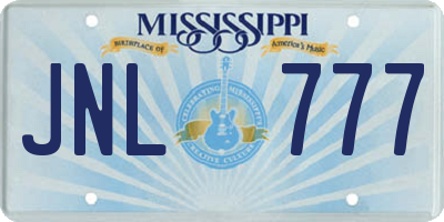 MS license plate JNL777