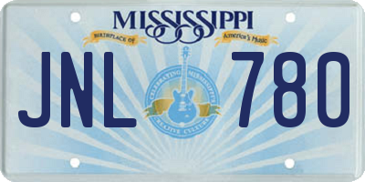 MS license plate JNL780