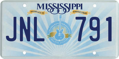MS license plate JNL791