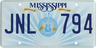 MS license plate JNL794