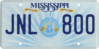 MS license plate JNL800