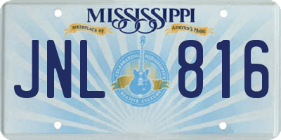 MS license plate JNL816