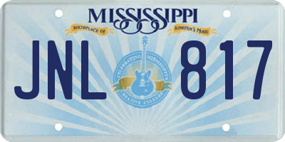 MS license plate JNL817