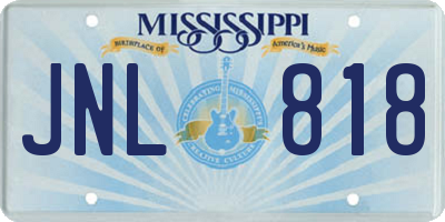 MS license plate JNL818