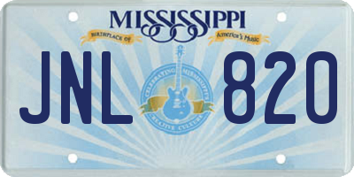 MS license plate JNL820