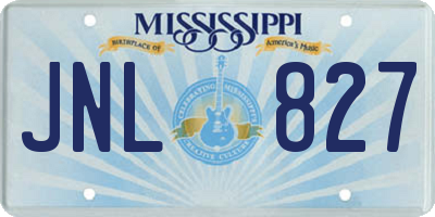 MS license plate JNL827