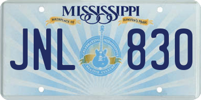 MS license plate JNL830