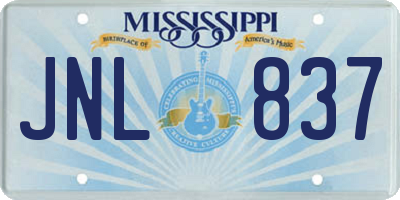 MS license plate JNL837