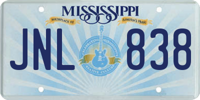 MS license plate JNL838