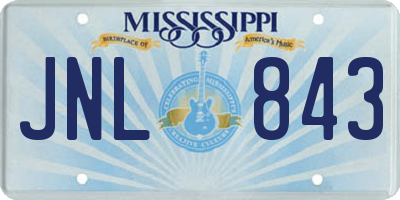 MS license plate JNL843