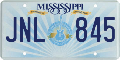 MS license plate JNL845