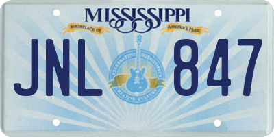MS license plate JNL847