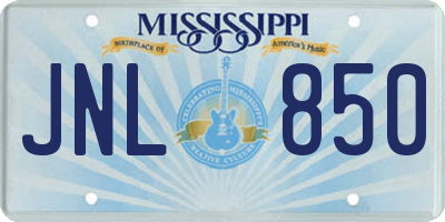 MS license plate JNL850