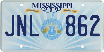 MS license plate JNL862