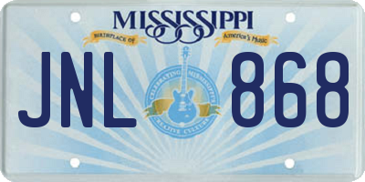 MS license plate JNL868