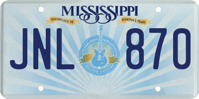 MS license plate JNL870