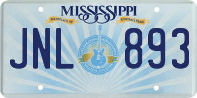 MS license plate JNL893