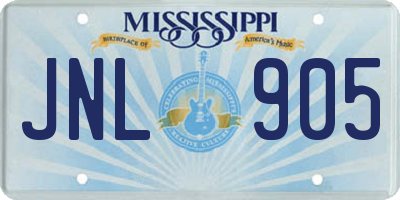 MS license plate JNL905