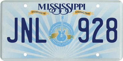 MS license plate JNL928