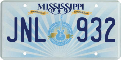 MS license plate JNL932