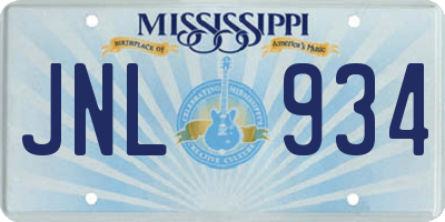 MS license plate JNL934