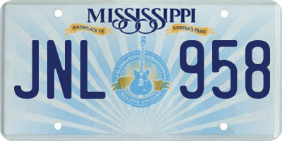 MS license plate JNL958