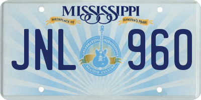 MS license plate JNL960