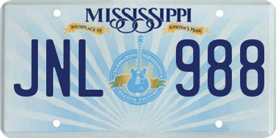 MS license plate JNL988