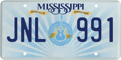 MS license plate JNL991