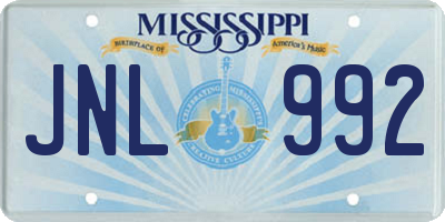MS license plate JNL992