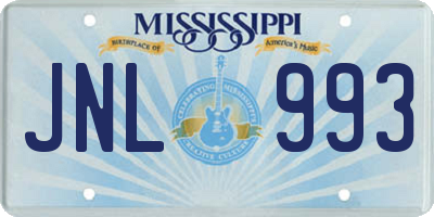 MS license plate JNL993