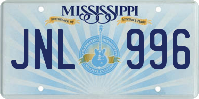 MS license plate JNL996
