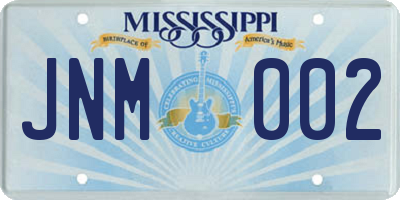 MS license plate JNM002