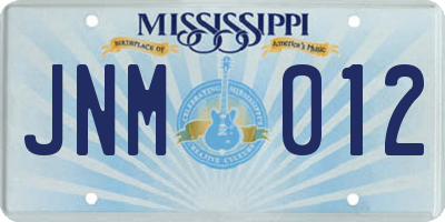 MS license plate JNM012