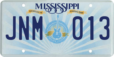 MS license plate JNM013
