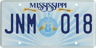 MS license plate JNM018
