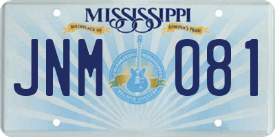 MS license plate JNM081