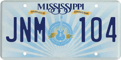 MS license plate JNM104