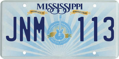 MS license plate JNM113