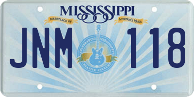 MS license plate JNM118