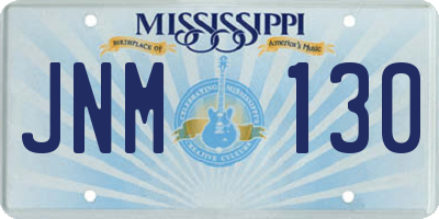 MS license plate JNM130