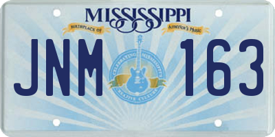 MS license plate JNM163
