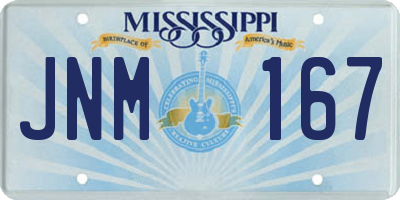 MS license plate JNM167