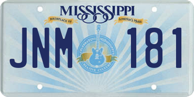 MS license plate JNM181