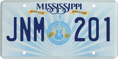MS license plate JNM201