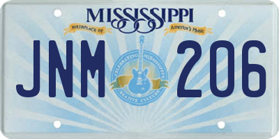 MS license plate JNM206