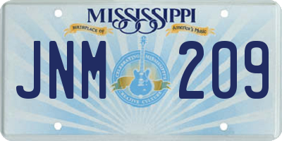 MS license plate JNM209