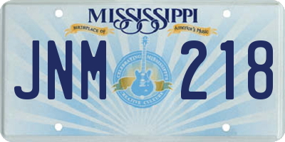 MS license plate JNM218